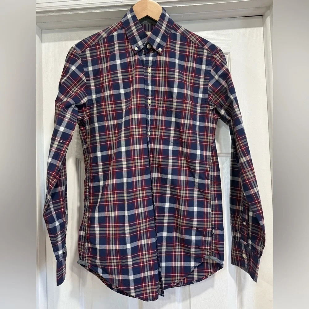 J. Crew Navy and Red Checkered Shirt